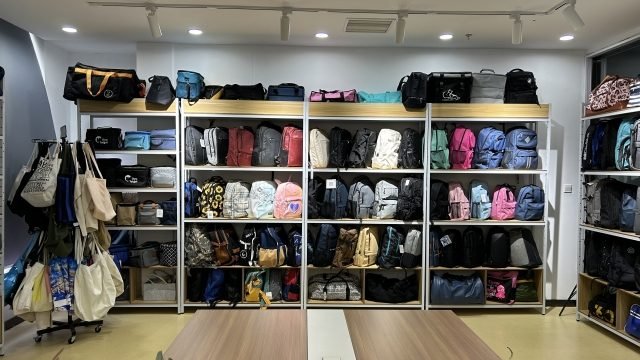Sample room — hundreds of styles on rack